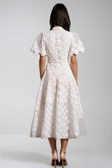 Dimitrios Flower Embroidered Midi Dress