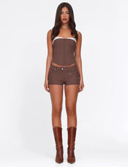 Antonella Short - Brown : Chocolate : Chocolate Pinstripe