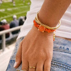 Block Party Varsity Number Custom Bracelet - Tangerine Double Digit