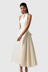 Zion Sleeveless Ruch Deconstruct Maxi Dress In White