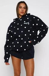 Offstage Printed Oversized Hoodie Navy Polka Dot