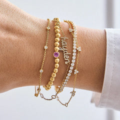 18K Gold Birthstone Pisa Bracelet - Rose