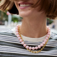 Mini Jane Beaded Necklace - Mauve Bead