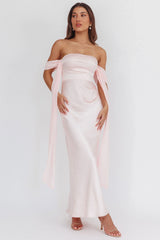 Odayah Draped Sleeve Maxi Dress Pink