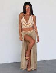 Cyrene Tie Maxi Skirt - Gold
