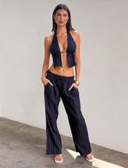 Lainey Top - Navy Pinstripe
