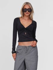 Saffira Long Sleeve Top - Black