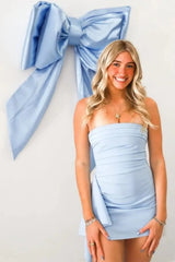 Chic Strapless Ruched Asymmetrical Hem Short Homecoming Dress