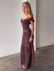 Denali Maxi Skirt - Brown Dot