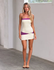 Eos Mini Dress - Cream And Dusty Lilac