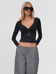 Saffira Long Sleeve Top - Black