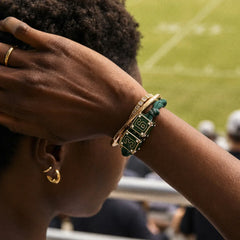 Block Party Varsity Number Custom Bracelet - Dark Green Double Digit