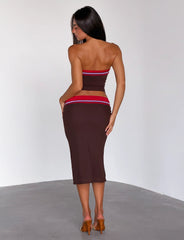 Serah Diamante Midi Skirt - Chocolate