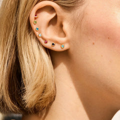18K Gold Birthstone Stud Earrings - Ruby
