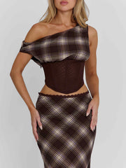 Narelle Top Brown Check