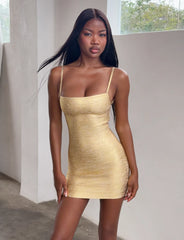 Midori Metallic Mini Bandage Dress - Gold