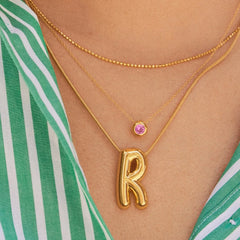 18K Gold Birthstone Pendant Necklace - Light Amethyst