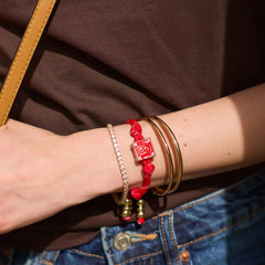 Block Party Varsity Number Custom Bracelet  - Cherry Red Single Digit