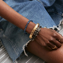 Block Party Varsity Number Custom Bracelet  - Onyx Single Digit