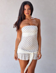 Tove Mini Dress - White Polka Dot