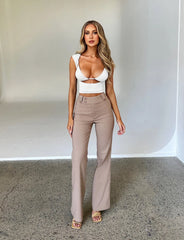 Kittie High Rise Pant - Beige : Tan