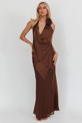 Easy Love Contrast Maxi Skirt Chocolate