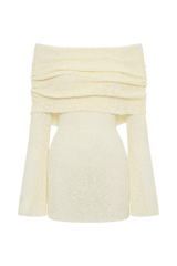 Marisol Off Shoulder Boucle Mini Dress - Ivory