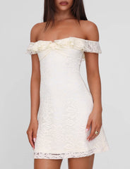 Denali Lace Mini Dress - Cream Lace