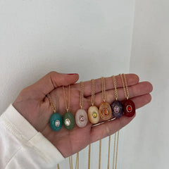 Aura Semi-Precious Pendant Necklace - Red Jasper