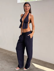 Lainey Pant - Navy Pinstripe