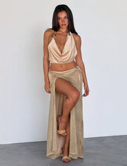 Cyrene Satin Cowl Top - Gold