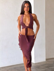 Georgie Diamante Top - Chocolate