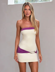 Eos Mini Dress - Cream And Dusty Lilac