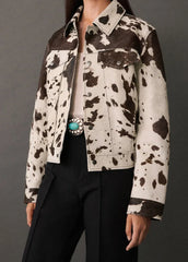Wild West - Cow Print Faux Fur Jacket