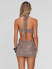 Evangeline Mini Dress - Neutral Tiger