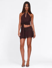 Indigo Mini Skirt - Brown : Chocolate
