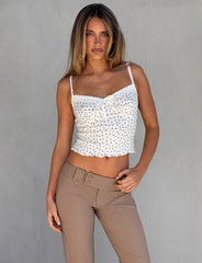 Bailee Cami Top - White Polka